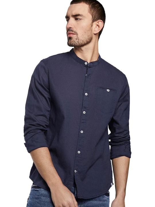 Long-sleeved Linen Shirt Navy Eclipse