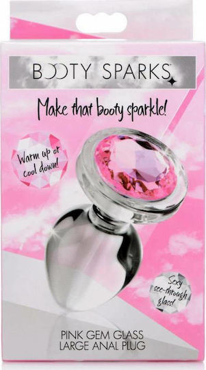 Booty Sparks Pink Gem Glass Πρωκτικές Σφήνες Σετ Large Ασημί