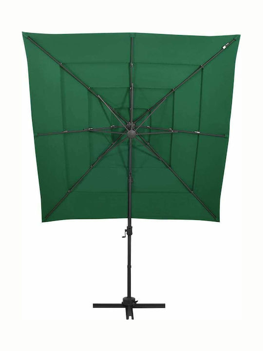 Square Aluminum Garden & Terrace Parasol Green 2.5x2.5m