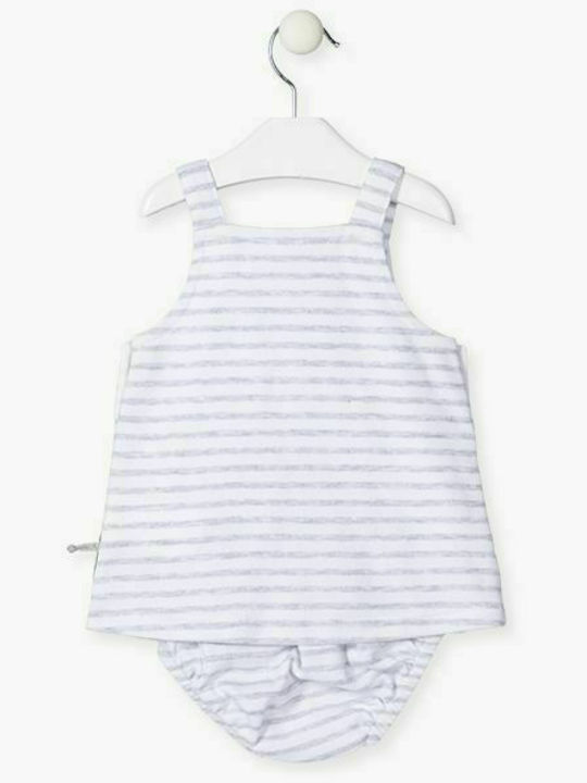 Losan Kids Dress Striped Sleeveless White