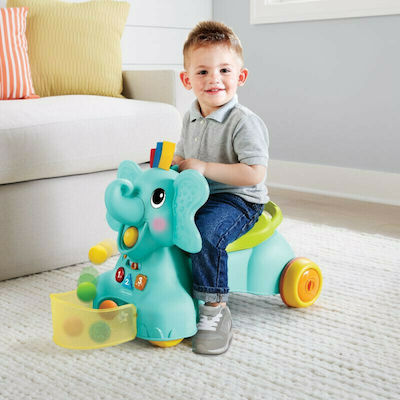 Infantino Ride Elephant Baby Walker Animal Ride On for 9++ Months Light Blue