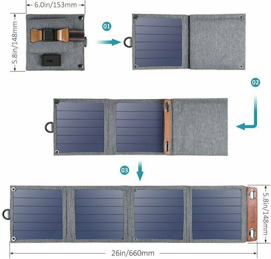 Choetech SC004 Αναδιπλούμενο Ηλιακό Panel Φορτιστής 14W με USB Output (Φορητών Συσκευών) (SC004)