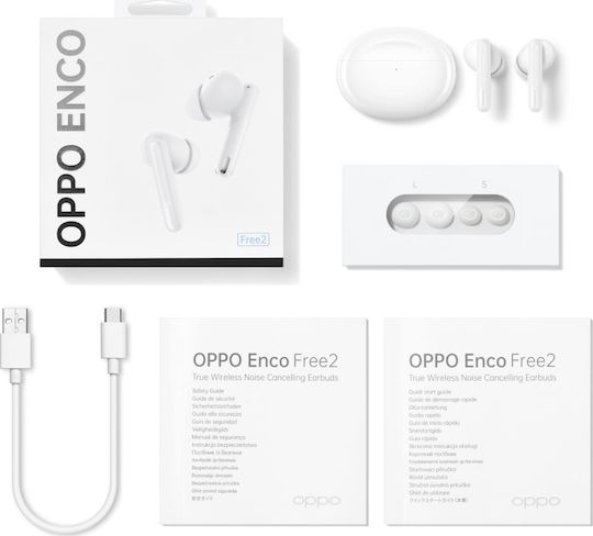 Oppo Enco Free 2 In-ear Bluetooth Handsfree Căști cu Rezistență la Transpirație și Carcasă de Încărcare Alb