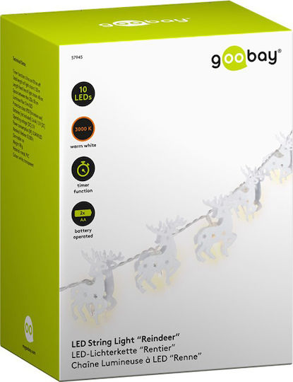 10 Lights LED 1.3m. Warm White Battery in String 1pcs
