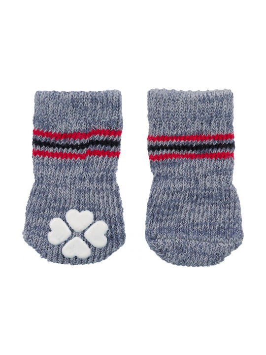 Trixie Socks Dog Non-Slip Socks Gray/Red Large/XLarge 2pcs in Gray Color