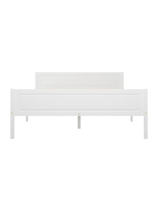 Bett Halb-Doppelbett aus Massivholz White mit Latten für Matratze 120x200cm