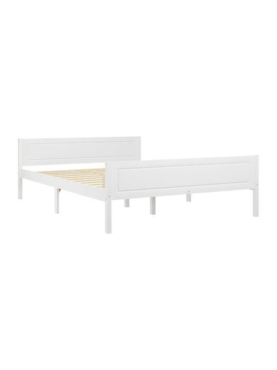 Bett Halb-Doppelbett aus Massivholz White mit Latten für Matratze 120x200cm