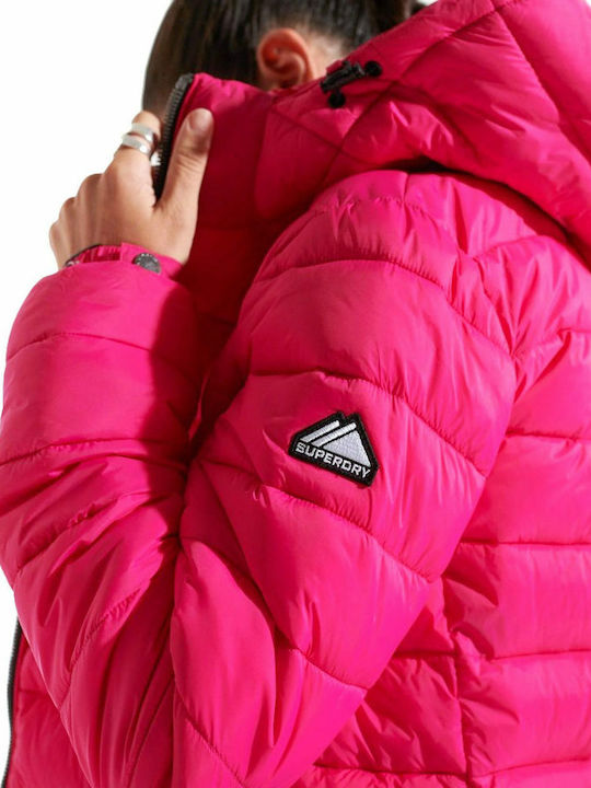 Fuji Kurz Damen Puffer Jacke für Winter Fuchsie