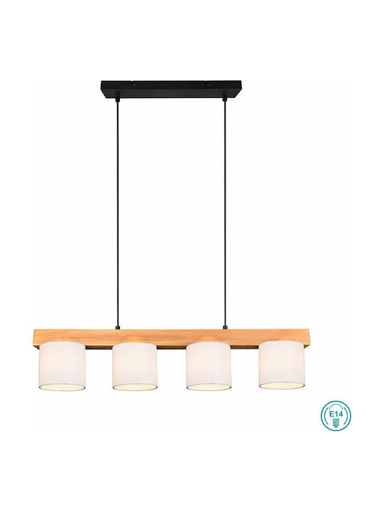 Trio Lighting Cameron Hängelampe Weiß Schiene für 4 Lampen E14, E.14 75x150cm.