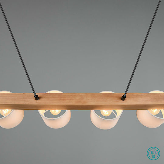 Trio Lighting Cameron Κρεμαστό Φωτιστικό Λευκό Ράγα για 4 Λαμπτήρες E14 75x150εκ.