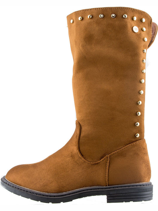 Xti Kids Suede Boots with Zipper Tabac Brown