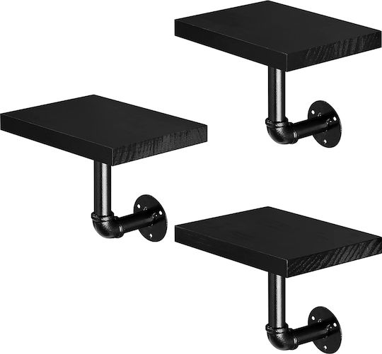 Black Wall Shelves (3 Pieces) 15x20x18cm