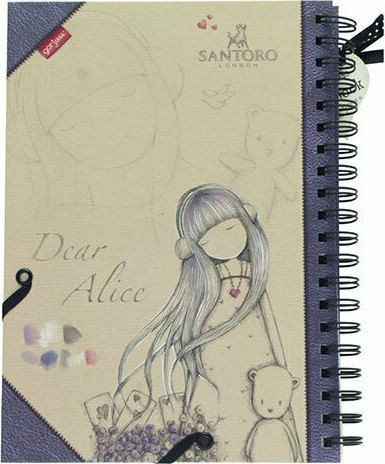 Santoro Dear Alice Тетрадка Спирала 100 Листа На райета Бежов