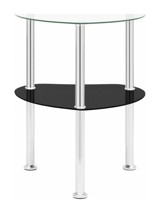 Oval Side Table Glass Transparent / Black L38xW38xH50cm.