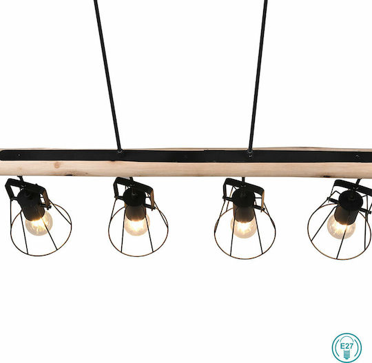 Trio Lighting Jaipur Pendant Light Beige Rail for 4 Bulbs E27 80x150cm