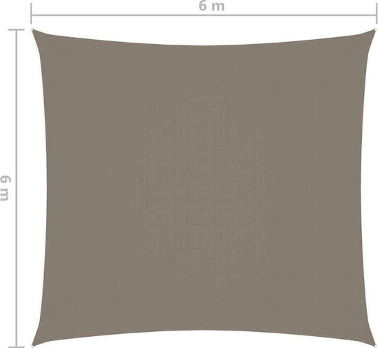 vidaXL Square Shade Sail Brown With Hoop & with PU Coating 6x6m Square made of Oxford fabric