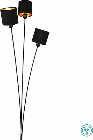 Trio Lighting Tommy Floor Lamp H150xW41cm. with Socket for Bulb E14 Black