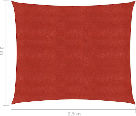 vidaXL Rectangular Shade Sail Red With Hoop 2x2.5m 160gr/m² made of HDPE