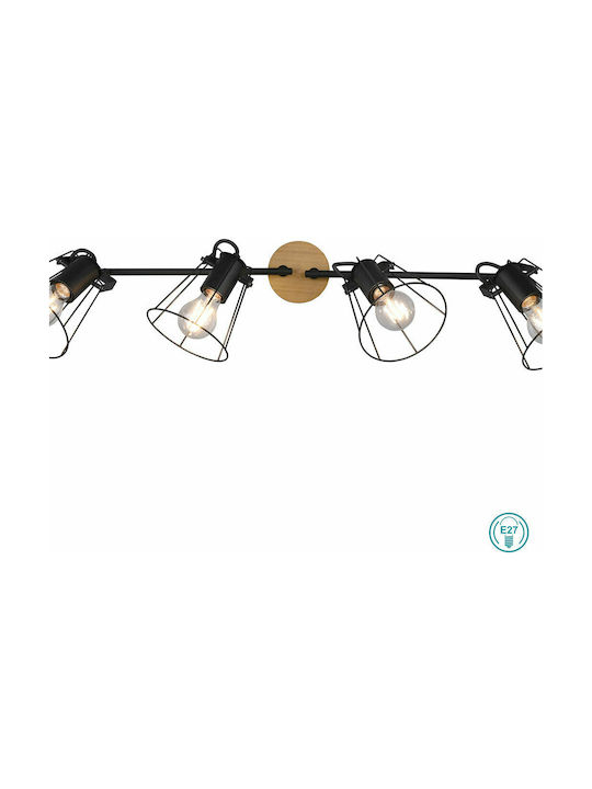 Trio Lighting Jaipur Spot with 4 Lights and with Socket E27 in Black Color