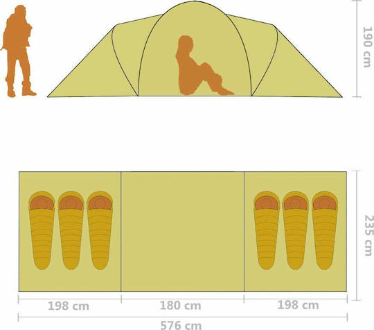 vidaXL Summer Camping Tent Tunnel For 6 People 576x235x190cm