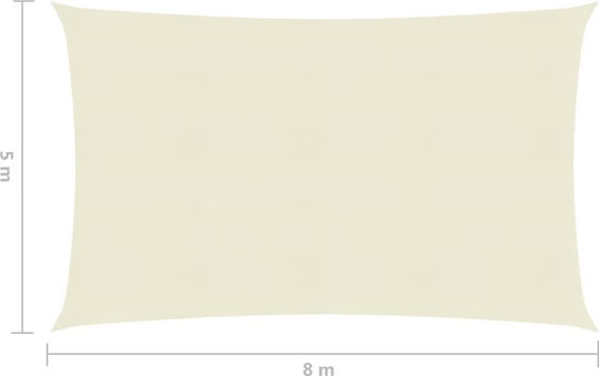 vidaXL Rectangular Shade Sail Beige With Hoop 5x8m 160gr/m² made of HDPE 160 g/m²