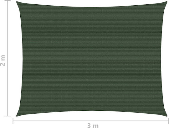 vidaXL Rectangular Shade Sail Green With Hoop 2x3m 160gr/m² made of HDPE