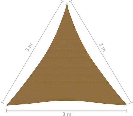 vidaXL Τρίγωνο Πανί Σκίασης Καφέ με Κρίκους 3m 160gr/m²