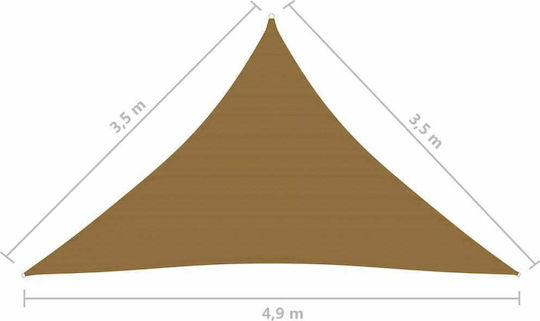 vidaXL Τρίγωνο Πανί Σκίασης Καφέ με Κρίκους 3.5x4.9x3.5m 160gr/m²