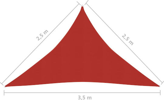 vidaXL Red Shade Sail Triangle with Hoop 2.5x2.5x3.5m made of HDPE 160 g/m²