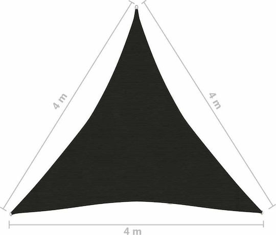 vidaXL Triangle Shade Sail Black With Hoop 4m 160gr/m² made of HDPE 160 g/m²