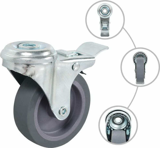 vidaXL 143425 Rotating Wheels from Rubber with Brake 4 Pieces 75mm