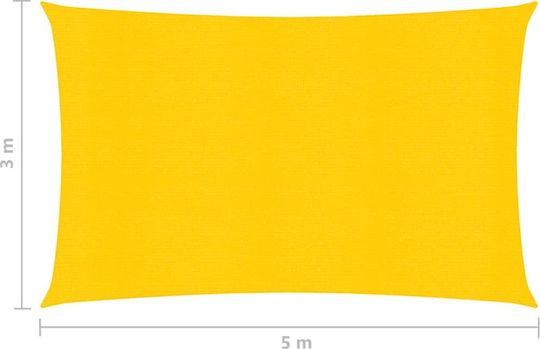 vidaXL Shade Cloth Yellow From HDPE Rectangular Shade Sail Yellow 3x5m 160gr/m²