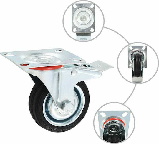 vidaXL 143443 Rotating Wheels from Rubber with Brake 4 Pieces 75mm