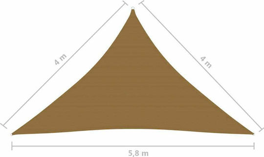 vidaXL Triangle Shade Sail Brown With Hoop 4x5.8x4m 160gr/m² made of HDPE