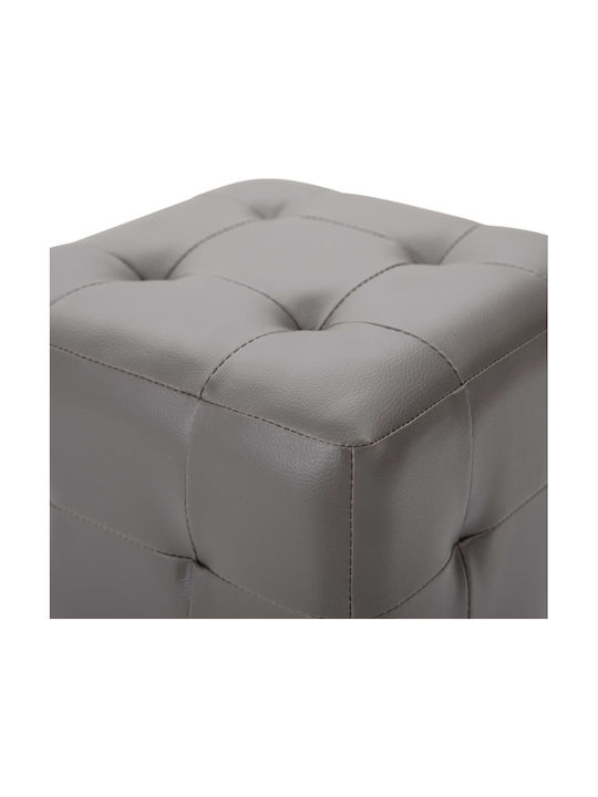 Stool For Living Room Upholstered with Leatherette Gray 2pcs 30x30x30cm
