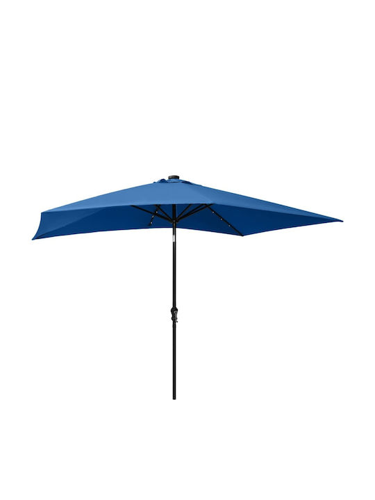 Runder Garten- und Terrassen-Sonnenschirm aus Metall Blau Φ2xΥ2.47m