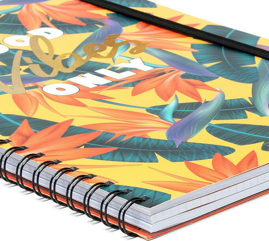 Legami Milano Tropical Good Vibes Only Notebook Spiral A4 with Elastic Multicolour