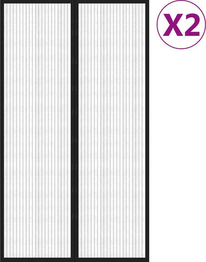 vidaXL Mosquito Net Door with Velcro with Magnetic Clasp Made of Black Polyester 200x80cm