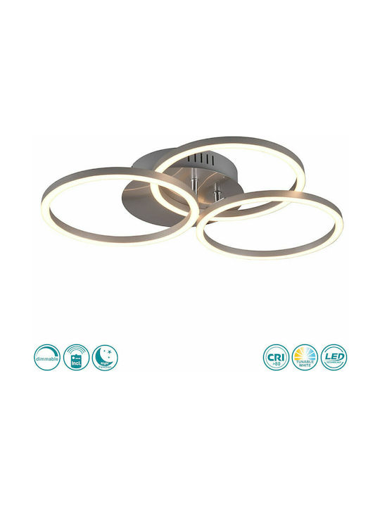 Trio Lighting Circle Μοντέρνα Μεταλλική Πλαφονιέρα Οροφής με Ενσωματωμένο LED σε Ασημί χρώμα 43cm