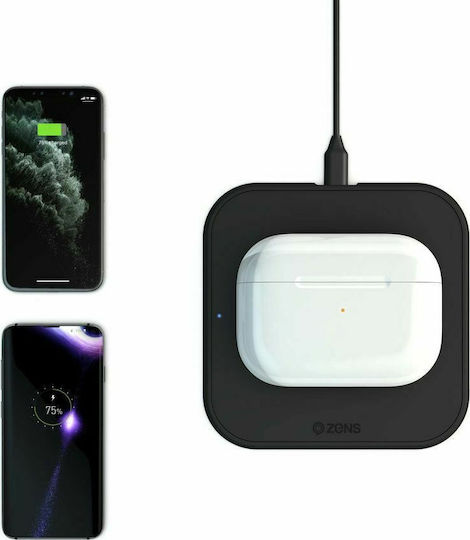 Zens Ασύρματος Φορτιστής (Qi Pad) 10W Μαύρος (Single Fast Wireless Charger Slim-line)