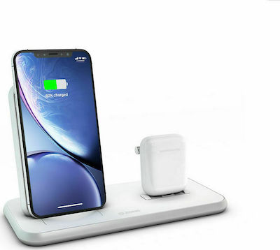 Zens Wireless Charger (Qi Pad) 20W White (ZEDC06W Stand+Dock Aluminium)