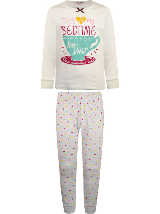 Energiers Set Top & Bottom Kids Winter Cotton Pyjamas Ecru