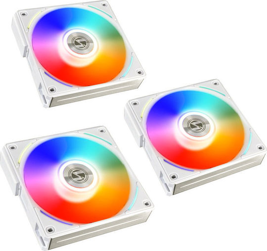 Lian Li UNI Fan AL Gehäuselüfter 120mm (1900rpm / 64,5cfm) mit RGB Beleuchtung und Verbindung 4-Pin PWM 3 Stück Weiß