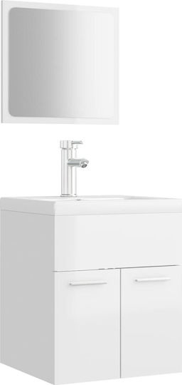 vidaXL Πάγκος με Νιπτήρα & Καθρέπτη Μ41xΒ38.5xΥ45cm Λευκός