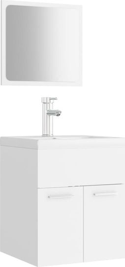 vidaXL Πάγκος με Νιπτήρα & Καθρέπτη Μ41xΒ38.5xΥ46cm Λευκός