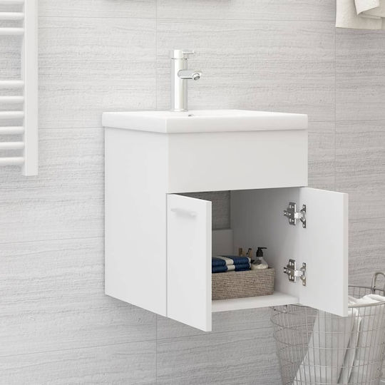 vidaXL Πάγκος με Νιπτήρα Γυαλιστερή Λάκα Μ41xΒ38.5xΥ46cm Λευκός