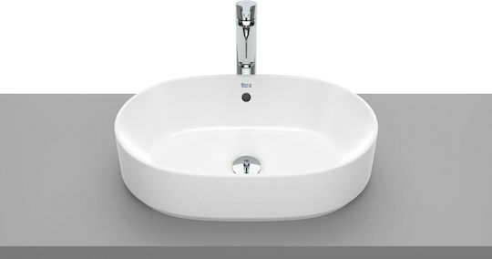 Roca Gap Round Επικαθήμενος Νιπτήρας Πορσελάνης 55x39x13cm Λευκός