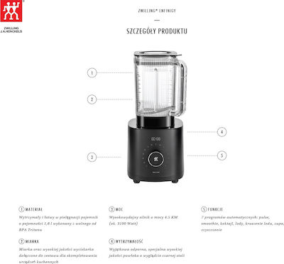 Zwilling J.A. Henckels Enfinigy Blender for Smoothies 1.8lt 1200W Black