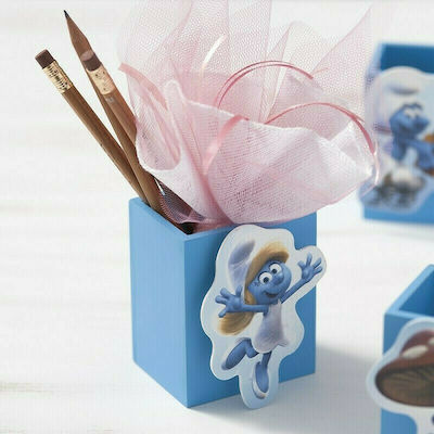 Christening Favor with Pencil Holder Στρουμφίτα made of Wood 7x5cm