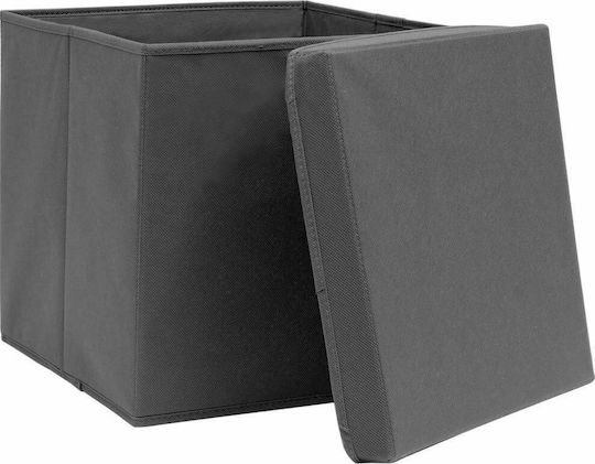 vidaXL Текстилна Кутия За Съхранение С Капак Сива 32x32x32см 10 Бройки
